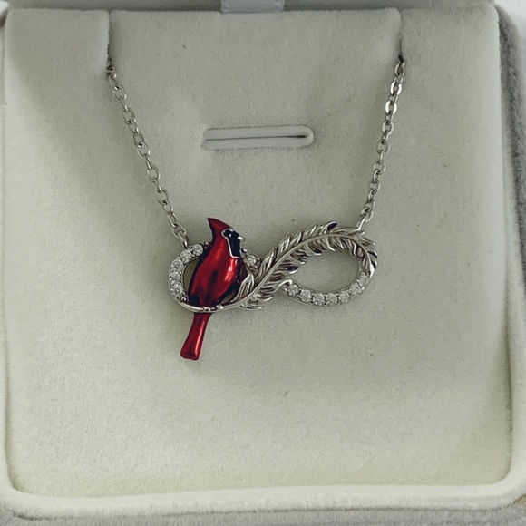 18k Infinity Cardinal Diamond Necklace Angel Feather Messenger from Heav… - Picture 4 of 10